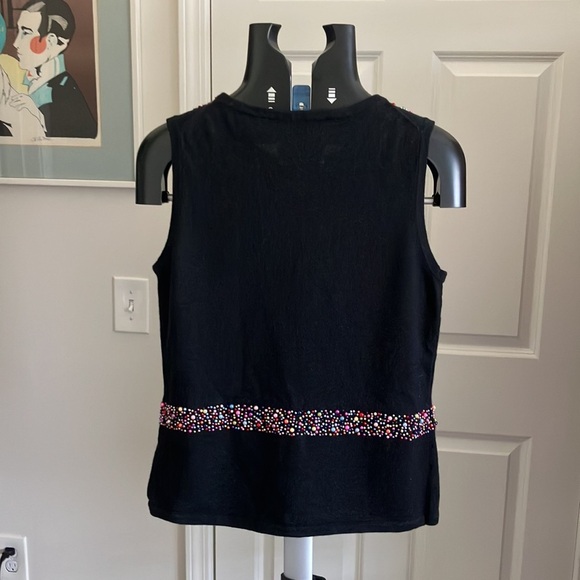 SOLD!!! Michael Simon 2003 black sleeveless vest top ramie cotton M/L beads cute - Picture 6 of 7